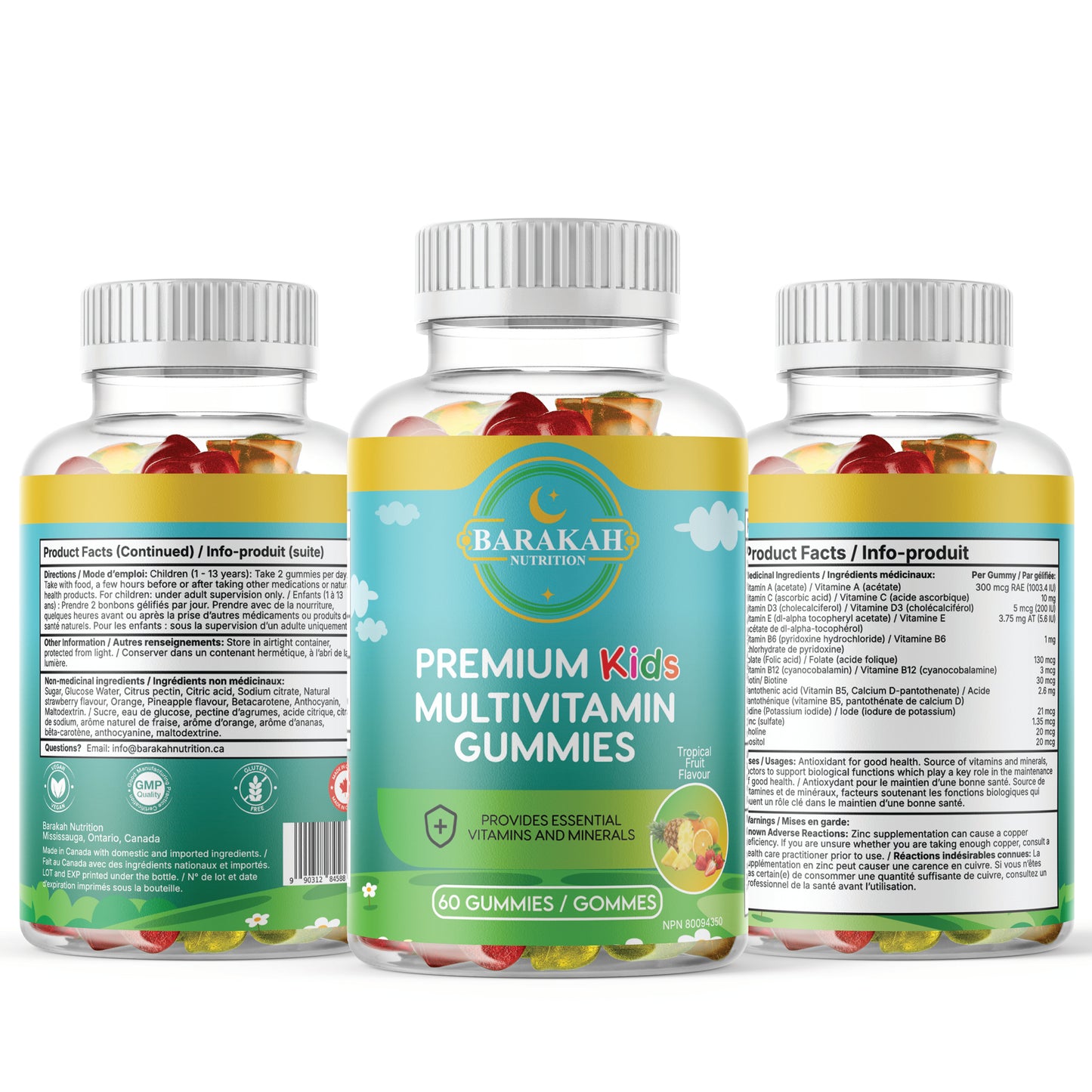 Premium Kids Multivitamin Gummies - Tropical Fruit (60ct)