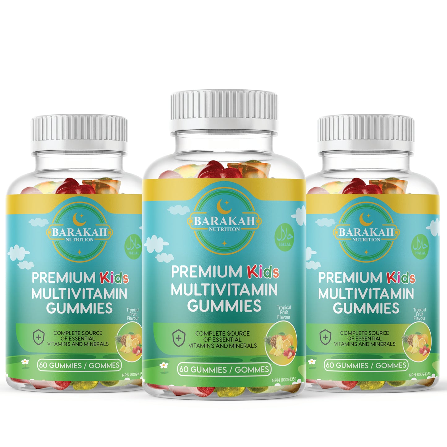 Premium Kids Multivitamin Gummies - Tropical Fruit - 3-Pack