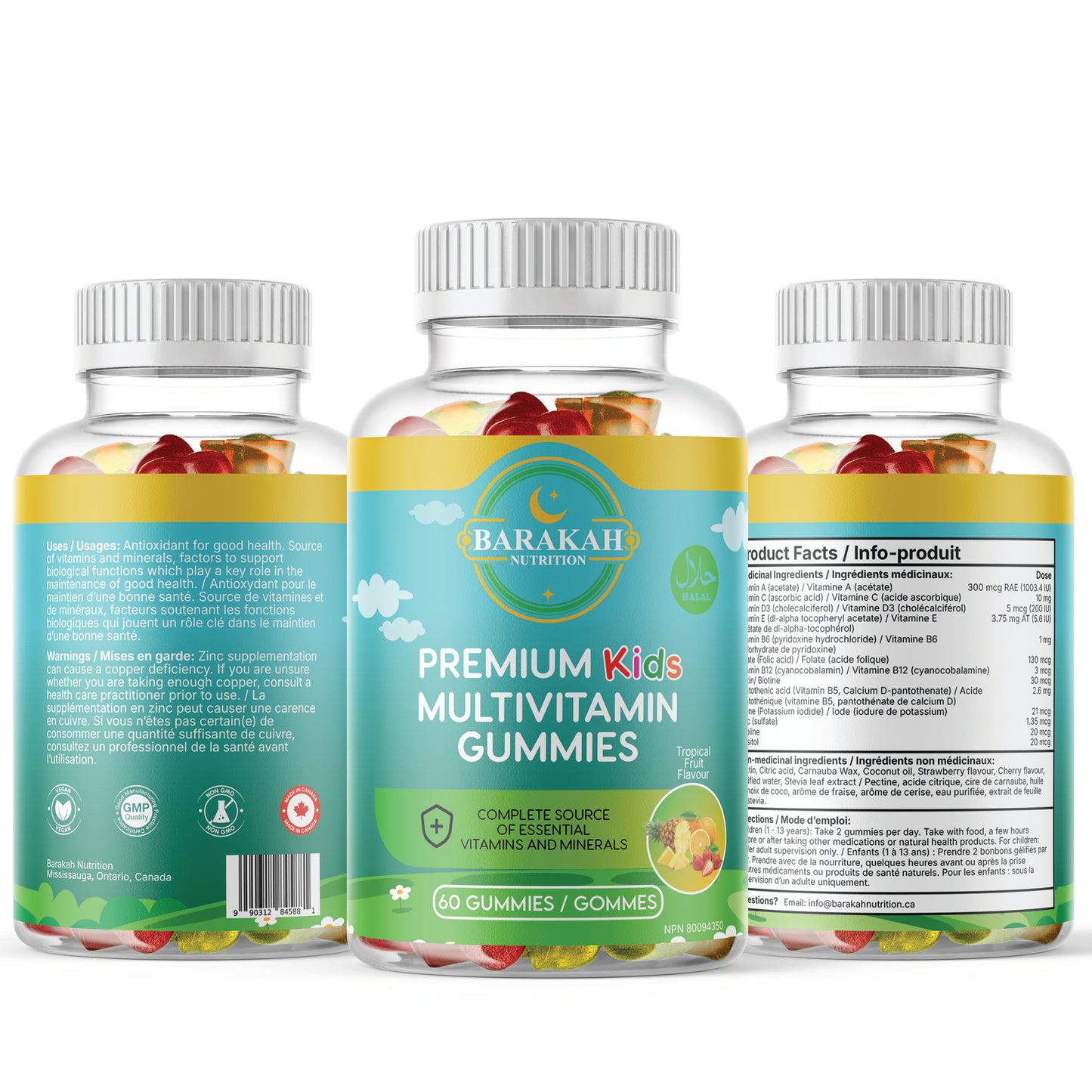 Premium Kids Multivitamin Gummies - Tropical Fruit - 3-Pack