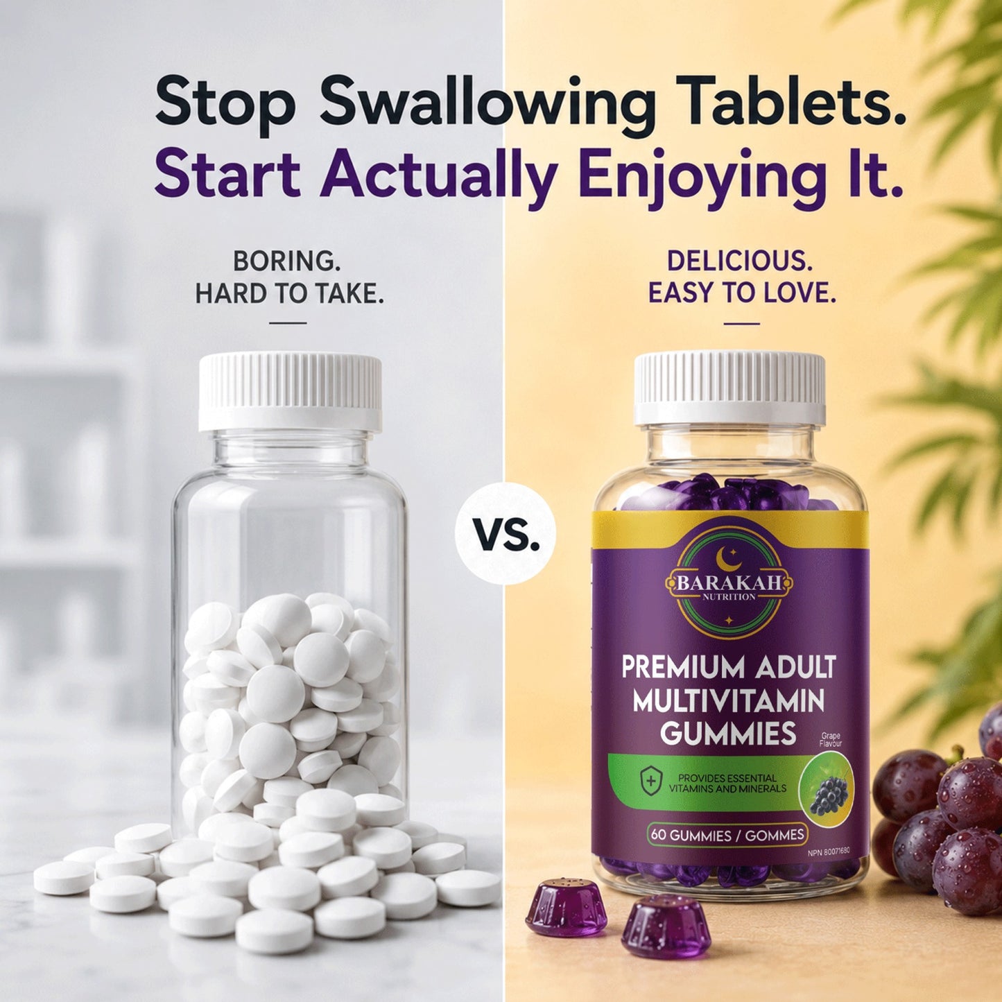 Premium Adult Multivitamin Gummies - Grape (60ct)